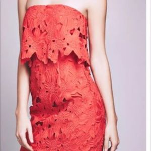 Saylor Free People Lace Red Strapless Dress